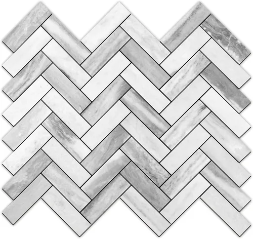 Miniatura 10 de STICKGOO 10 láminas para salpicaderos de azulejos para despegar y pegar, azulejos de salpicadero de PVC, azulejos de pared autoadhesivos en espiga