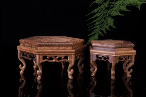 Miniatura 4 de Hermosa mano artesanal hexagonal palisandro oriental Fishbowl jarrón soporte 4.5
