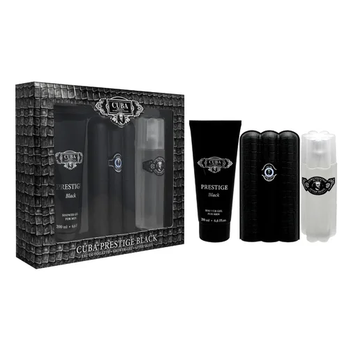 Miniatura 3 de Cuba Prestige Black de Cuba para hombres - Juego de regalo de 3 piezas de 3 onzas EDT en aerosol, gel de ducha de 6.6 onzas, 3.3 onzas después
