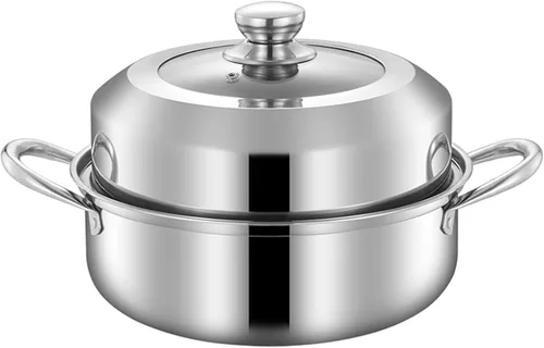 Vaporizador para cocinar, olla de vapor con tapa, olla de vapor de 11 pulgadas con estante para cocinar verduras, pescado, mariscos, fideos, pasta,