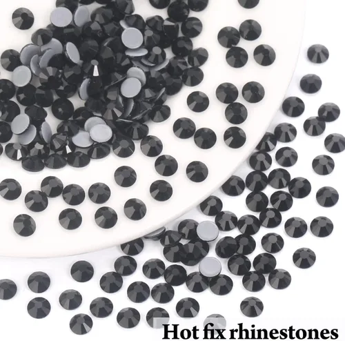 Miniatura 2 de Cristales negros redondos Hotfix de vidrio plano (SS12/3.2MM/1440pcs)