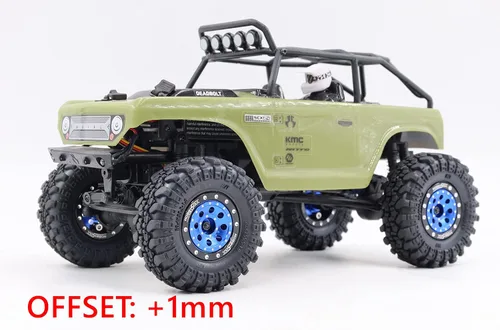 Miniatura 5 de hobbysoul Ruedas RC ajustables con compensación 1.0 Peso 21g/llanta, ruedas Beadlock 1.0 negras y azules para 1/18 Traxxas TRX4M Axial SCX24 90081