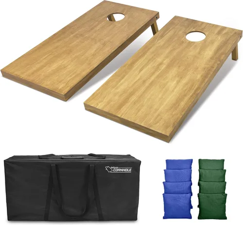 Miniatura 104 de GoSports 4 ft x 2 ft Regulation Size Wooden Cornhole Boards Set with Light Brown Finish - Includes Carrying Case and Bean Bags Negro- gris