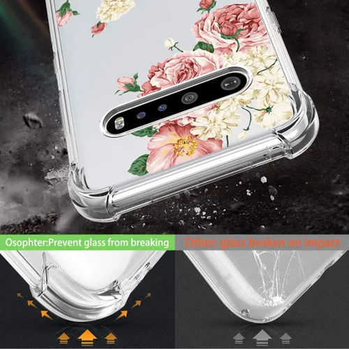 Miniatura 3 de Osophter Funda para LG V60 ThinQ, funda para LG V60, transparente, esquinas reforzadas de poliuretano termoplástico (TPU), absorción de golpes