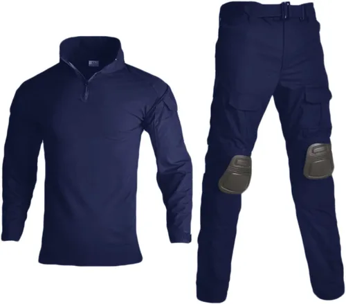 Miniatura 6 de HARGLESMAN Traje táctico militar para hombres de manga larga, conjunto de uniforme del ejército, camisa de combate y pantalones con rodilleras Camo