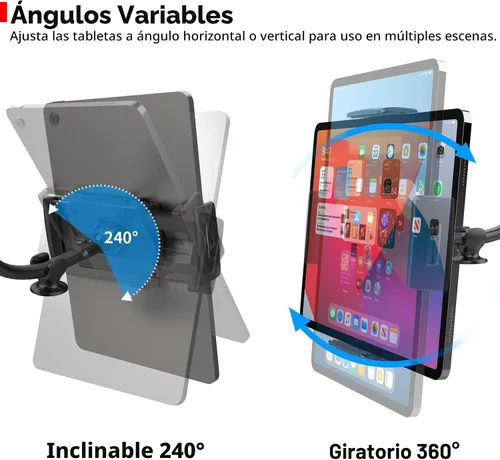 Miniatura 7 de APPS2Car Soporte para Tablet en Coche para iPad Portátil para Camiones Montura de Brazo Largo Extensión Ventosa Fuerte Montura para Parabrisas