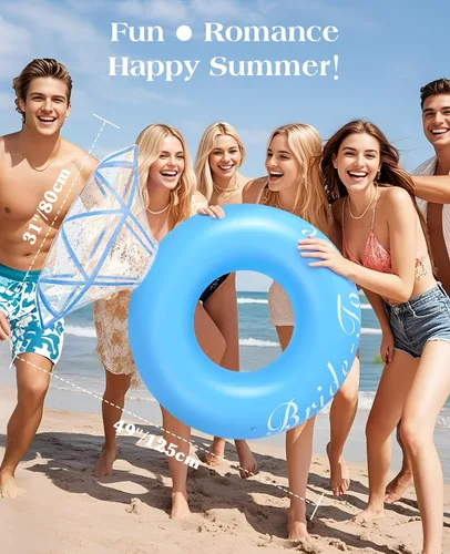 Miniatura 5 de HeySplash Pool Floats, Inflatable Pool Float, Large Floatie for Bachelorette Party, Swim Tube River Lake Beach Bride Wedding Decor Fun Toy Raft