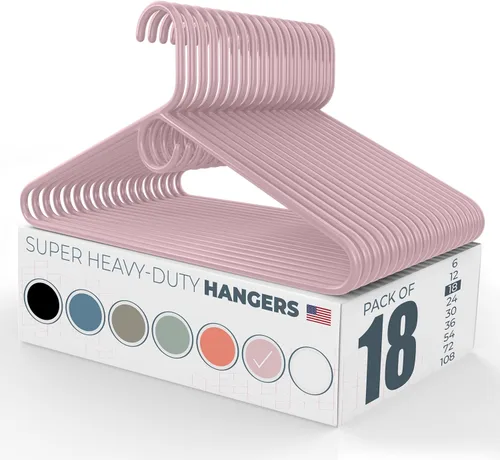 Miniatura 136 de Perchas de ropa súper resistentes, paquete de 50 (54 unidades), fabricadas en los Estados Unidos, capacidad de 10 libras, perchas de plástico grueso
