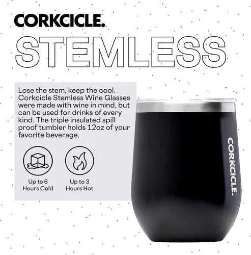 Miniatura 2 de Corkcicle Vaso de vino sin tallo, mantiene las bebidas frías durante 6 horas, acero inoxidable con triple aislamiento, base antideslizante, regalo