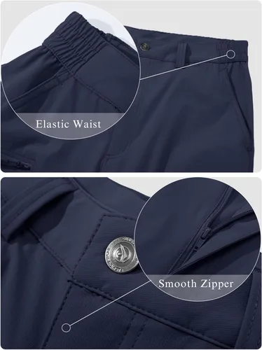 Miniatura 10 de MAGCOMSEN Pantalones de senderismo para hombre, 6 bolsillos, resistentes al agua, pantalones de trabajo de pesca Ripstop, ligeros, de secado rápido