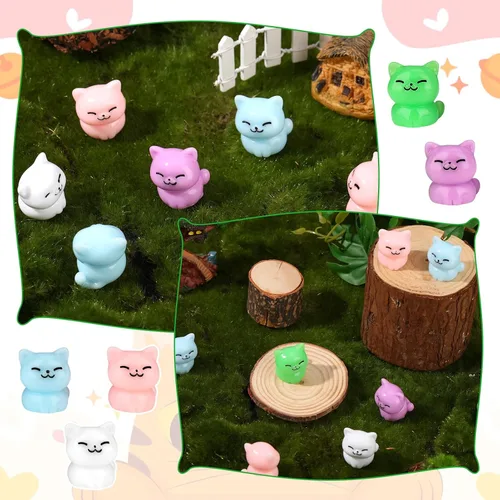 Miniatura 3 de 50 piezas de mini gatos de resina, figuras de gato en miniatura, lindas figuras de gatos pequeños, pequeños animales de resina, gatos, manualidades