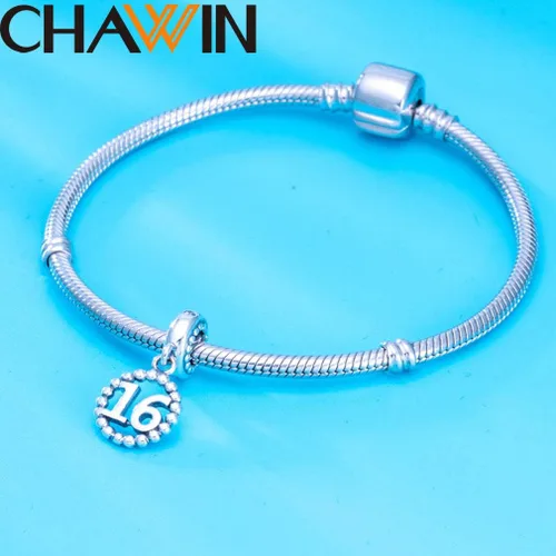 Miniatura 3 de 16 17 18 19 20 21 22 24 25 26 30 32 33 35 37 40 49 50 60 69 77 80 88 99 dijes de plata de ley 925 que se ajustan a pulserascollar Pandora colgantes