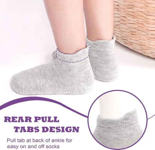 Miniatura 5 de SkiBeaut 12 pares de calcetines antideslizantes para niños y niñas con agarres, calcetines antideslizantes para niños pequeños de 1 a 7 años