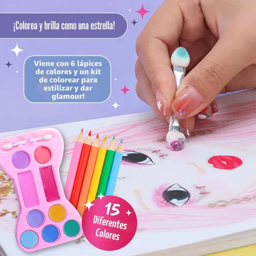 Miniatura 5 de BSCOOL Artista de maquillaje. Maquillaje divertido 3 en 1, calcomanías, kit de colorear, incluye lápices de colores, paleta de maquillaje y más