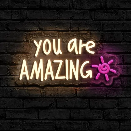 Miniatura 7 de Letrero de neón "You Are Amazing" para decoración de pared para dormitorio, aula, bar, pub, club, guardería, colgante, luz LED rosa USB regulable
