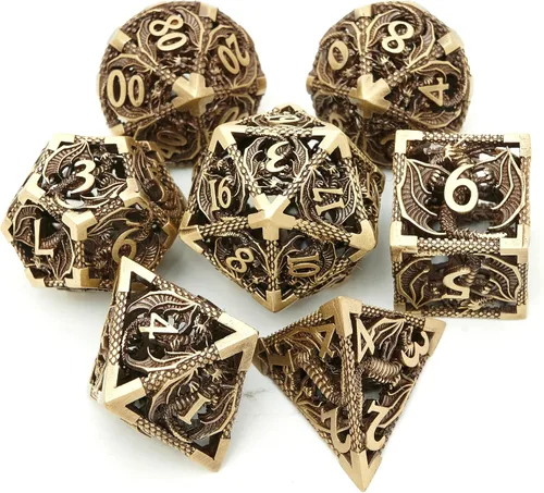 DND - Juego de dados de metal, dados poliédricos de Calabozos y Dragones, juego de dados poliédricos para juegos de rol, juego de dados poliédricos