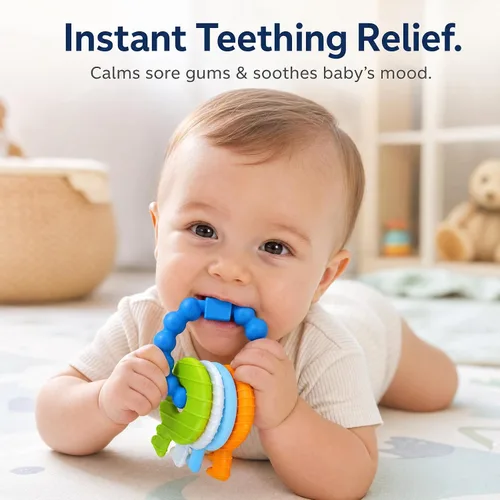 Miniatura 3 de Juguetes Mordedores de Llaves para Bebés, Juguetes de Dentición de Silicona para 3-18+ Meses, Juguete de Llaves de Dentición para Bebés - Textura