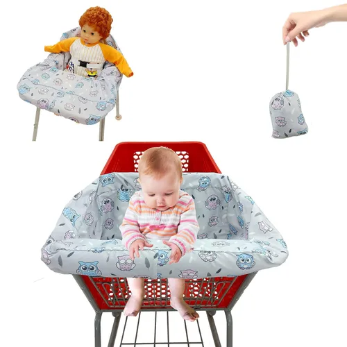 Pozico Funda para carrito de compras para bebé y funda para silla alta – Lavable a máquina, funda para carrito de comestibles para bebés con bolsa