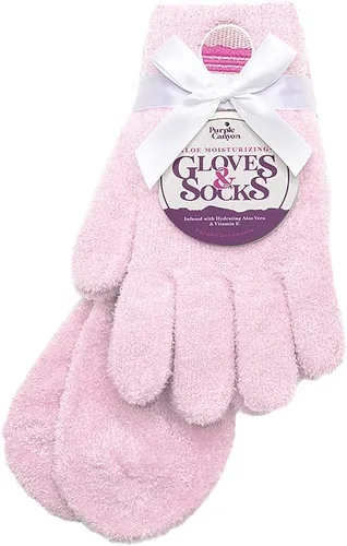 Miniatura 22 de Kit de cuidado de pies con calcetines y guantes hidratantes y bálsamo para talones de Purple Canyon Calcetines y guantes color durazno infundidos