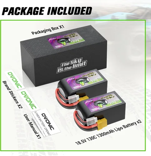 Miniatura 6 de OVONIC 5S 1300mAh Lipo Batería 18.5V 130C Batería con enchufe XT60 para RC Car Truck RC Vehículos RC Barco Drone RC Avión Quadcopter Helicóptero FPV