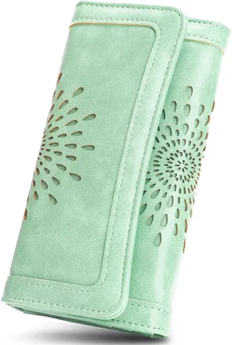 Miniatura 7 de Aphison - Cartera larga de cuero suave RFID para mujer, con caja de regalo