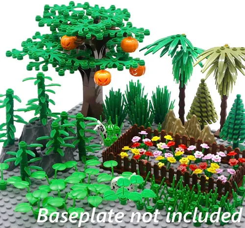 Miniatura 8 de BroTex Plantas Accesorios de Árbol Selva – Partes Botánicas Ladrillos Flor Hoja Bosque Flor Plantas Piezas Juego de Bloques de Construcción