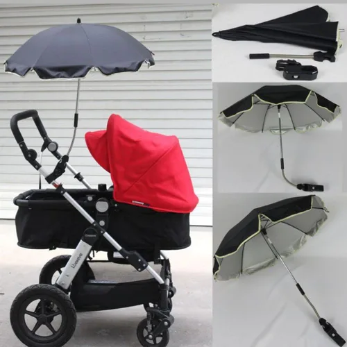 Miniatura 2 de Paraguas para sombrilla y sombrilla, cubierta de toldo de lluvia para cochecito de bebé, silla de ruedas, protección contra rayos UV Rosado