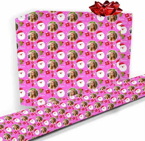 Miniatura 11 de Papel de regalo personalizado, divertido papel de regalo para cara, foto, nombre, Día del Padre, rollo de regalo para papá, hombres, mujeres, niños