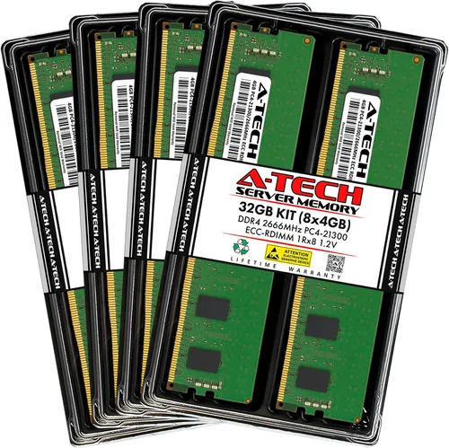 Miniatura 48 de A-Tech 4GB DDR4 2133MHz PC4-17000 ECC RDIMM 1Rx8 Single Rank 1.2V ECC Registered DIMM de 288 pines Módulo de actualización de memoria RAM