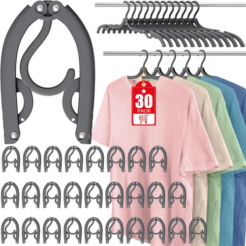 Miniatura 12 de 30 piezas de perchas de viaje, organizador de perchas plegables portátiles para viajes, bastidor de secado de ropa de plástico, elementos esenciales
