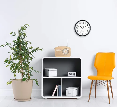 Miniatura 5 de Bernhard Products Reloj de pared negro, paquete de 2 unidades, silencioso, sin tictac, de 10 pulgadas, de cuarzo de calidad audaz, funciona