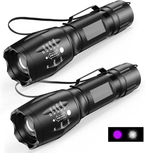 Miniatura 7 de MOWETOO Linterna UV, linterna de luz negra portátil, linterna LED con combinación de luz blanca y ultravioleta, detector de orina de mascotas de luz