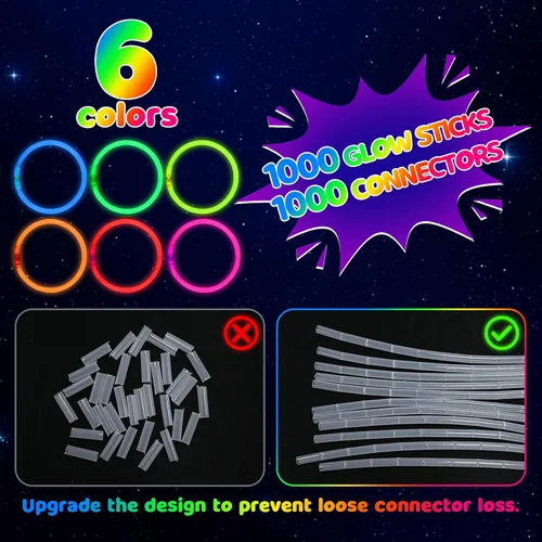 Miniatura 2 de Mega-L Glow Sticks suministros de fiesta, recuerdos de fiesta que brillan en la oscuridad, 100 collares ultra brillantes de 8 pulgadas y pulseras