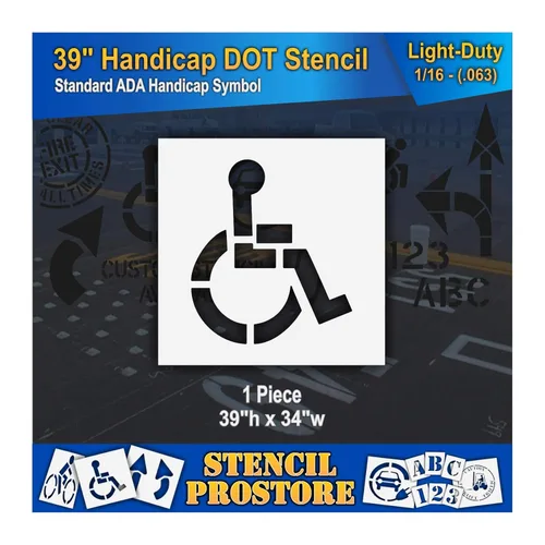 Plantillas de estacionamiento – 39 pulgadas – Hándicap – Plantilla ADA (1 pieza) – 39 pulgadas x 34 pulgadas x 4 pulgadas carrera x 1/16 pulgadas
