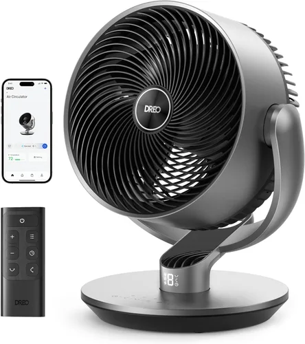 Dreo - Ventilador inteligente silencioso de 16 pulgadas 25dB para dormitorio, ventilador de habitación DC con control remoto, ventilador oscilante