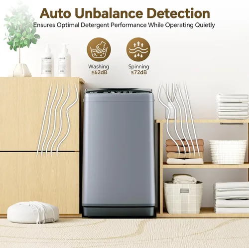 Miniatura 5 de NEWBULIG Lavadora portátil de 1.06 pies cúbicos, capacidad de 7.7 libras, lavadora compacta completamente automática con 10 ciclos de lavado