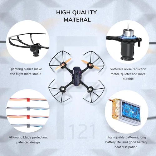 Miniatura 7 de Radiolink F121 FPV Mini RC Drone RTF con cámara para adultos y niños principiantes, cuadricóptero RC cepillado de 4.764 in, 2 baterías con estuche