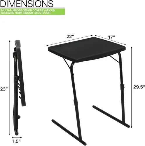 Miniatura 3 de Magshion Bandeja de TV inclinable ajustable de 22 pulgadas, mesa para cena en cama o sofá, cómoda mesa negra plegable con 3 ajustes de ángulo