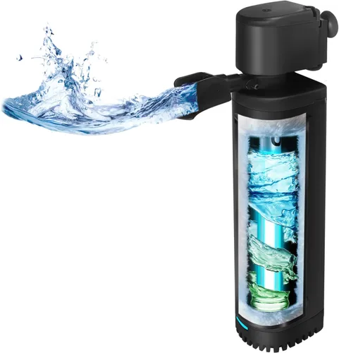 Miniatura 10 de coospider-repta Filtro de Acuario de 200 GPH, U-V para Acuario para Tanque de 20-75 Galones, Filtro de Bomba Sumergible para Agua Verde y Limpieza