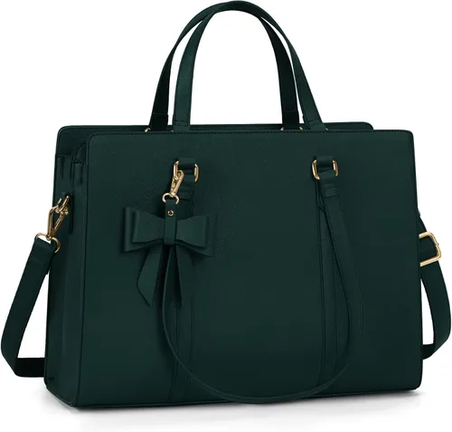 Miniatura 12 de Bolsa de computadora portátil para mujer, bolsa de mano para laptop de 15.6 pulgadas, bolsa de cuero impermeable, maletín grande y ligero, bolsa