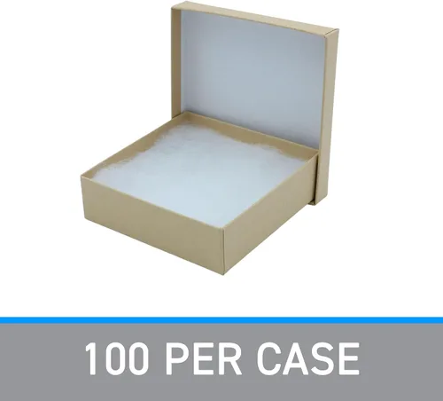 Miniatura 6 de SSWBasics Cajas de regalo de dos piezas de papel kraft rellenas de algodón, 3 x 3 x 1 pulgada (caja de 100), hechas de material 100% reciclado