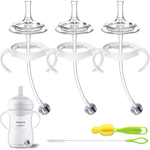 Miniatura 9 de Kit de Conversión de Vaso con Pajita con Fundas de Silicona para Biberón de Vidrio Natural Avent de 8oz, Kit de Transición de Vasos Entrenadores
