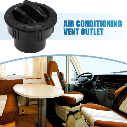 Miniatura 2 de Salida de ventilación de aire acondicionado, 2.362 in, giratoria, redonda, A/C, salida de aire para caravana, autobús, barco, yate, negro