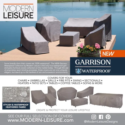 Miniatura 7 de Modern Leisure Garrison apilable/cubierta de silla de barra con respaldo alto, impermeable, 68.58cmde largo x 68.58cmde ancho x 124.46cmH
