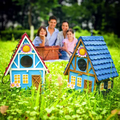 Miniatura 7 de Casa para pájaros de jardín para exteriores, colgar al aire libre, campestre, lindas casas de pájaros para pinzones de Wren, colibrí, árbol