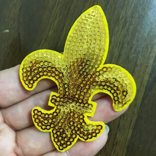 Miniatura 3 de 10 parches de lentejuelas doradas de flor de lis, parches termoadhesivos para ropa de manualidades, sombreros de vestir Modelo 5