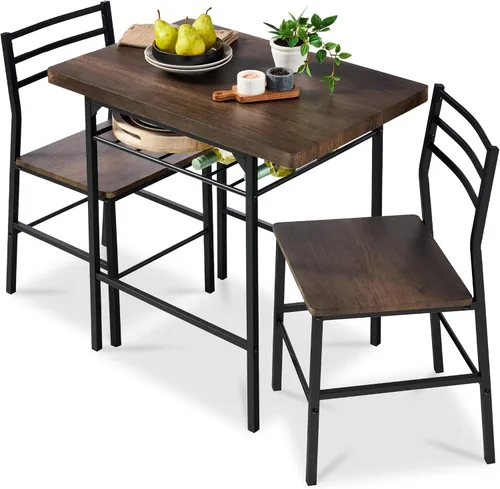 Miniatura 10 de Best Choice Products Juego de comedor moderno de 3 piezas, comedor que ahorra espacio para cocina, comedor, espacio pequeño con marco de acero