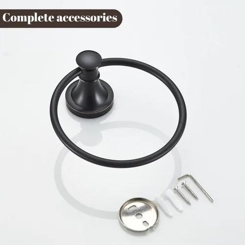 Miniatura 6 de WOLIBEER Anillo de toalla de bronce, toallero de mano frotado con aceite, colgador de toalla de baño rústico SUS 304, toallero de acero inoxidable