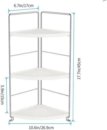Miniatura 2 de Organizador de 3 niveles para encimera de baño, bandeja de tocador para cosméticos y maquillaje, estante de especias de cocina, estante de pie, Plata