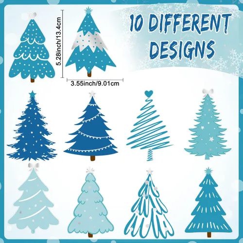 Miniatura 5 de Colarr Paquete de 50 remolinos colgantes de invierno para decoración de árbol azul, remolinos de techo, espirales en espiral, adornos para aula